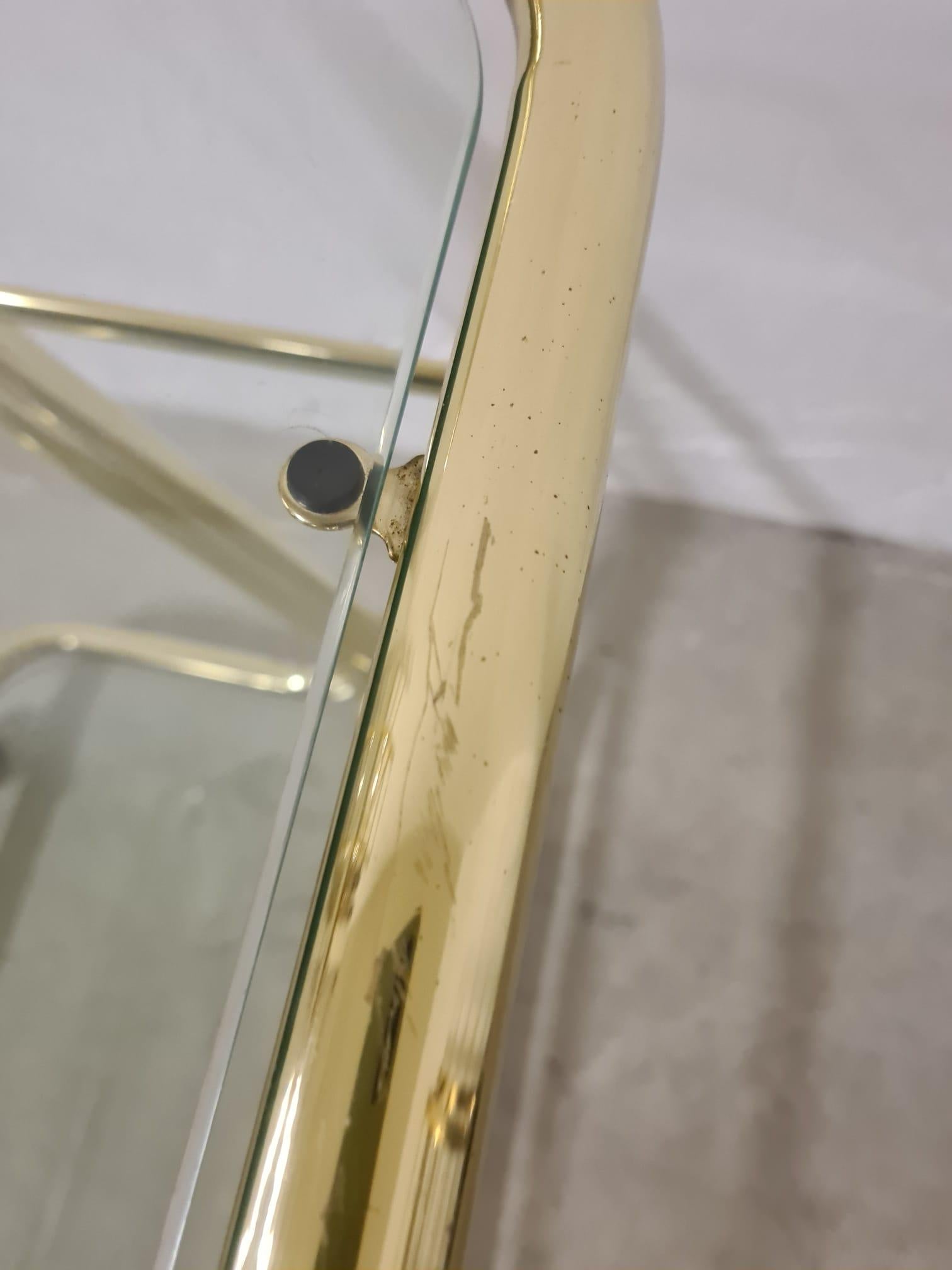 Italian Carrello morex metallo dorato e vetro anni 80' in vendita