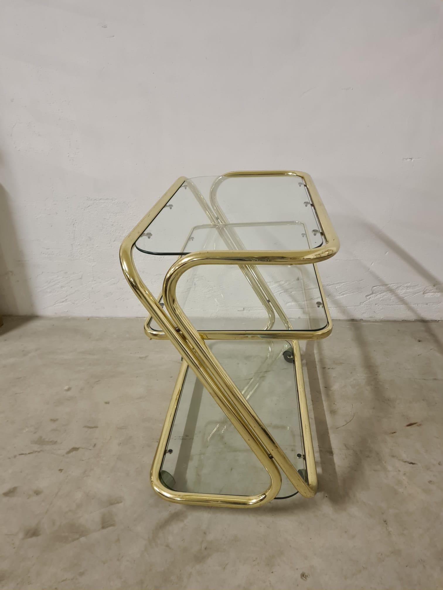 Metallo Carrello morex metallo dorato e vetro anni 80' in vendita