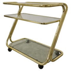 Carrello morex metallo dorato e vetro anni 80'