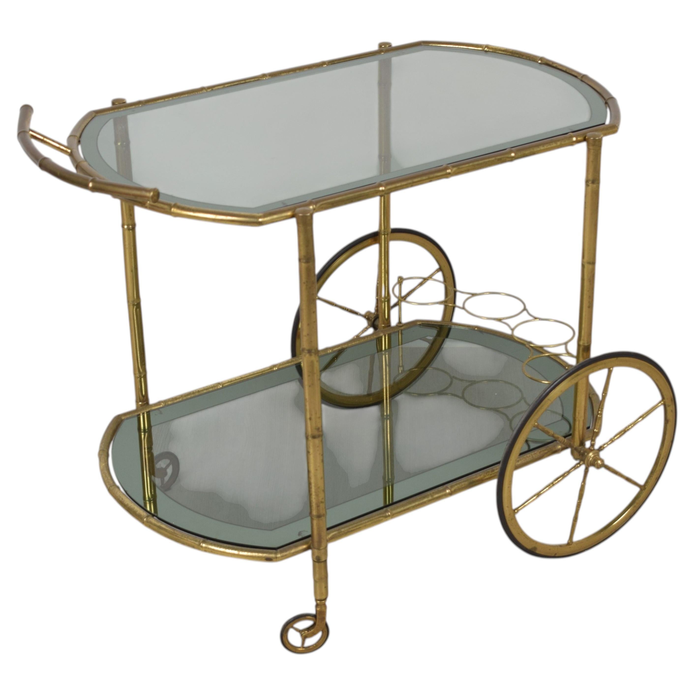 Brass and Glass Trolley, Italy, 1970s For Sale