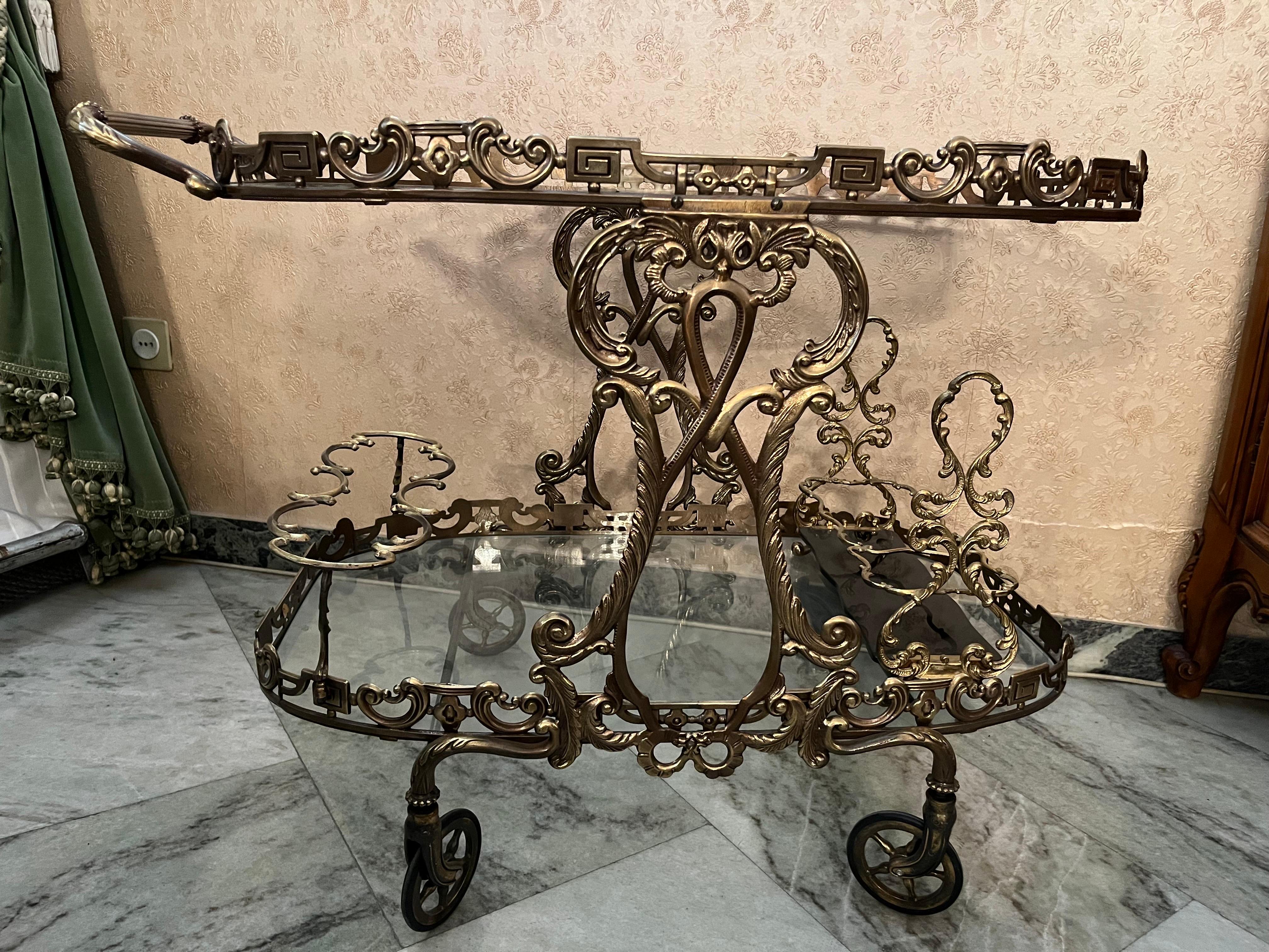 Brass Carrello Porta Vivande Liberty in ottone ‘900 For Sale