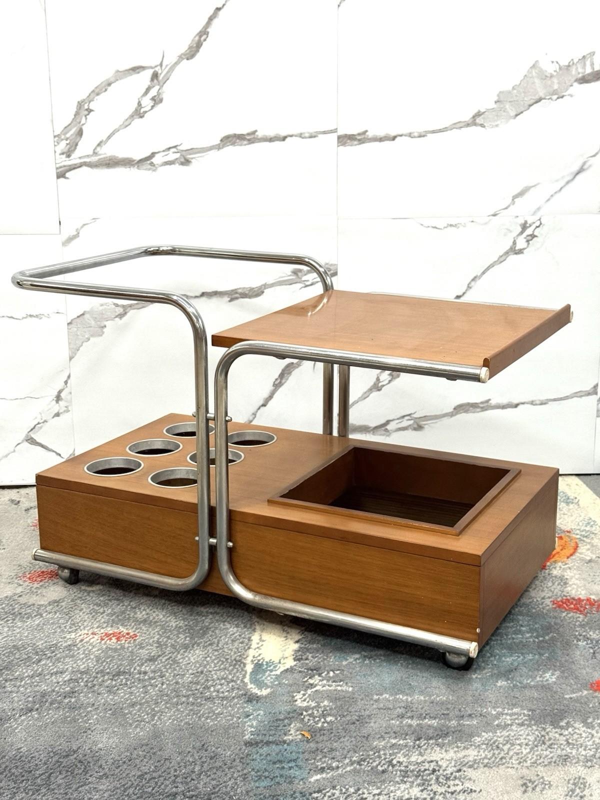 Italian Carrello Portavivande Bauhaus Marcel Breuer Style 1970’s Design Modernariato For Sale