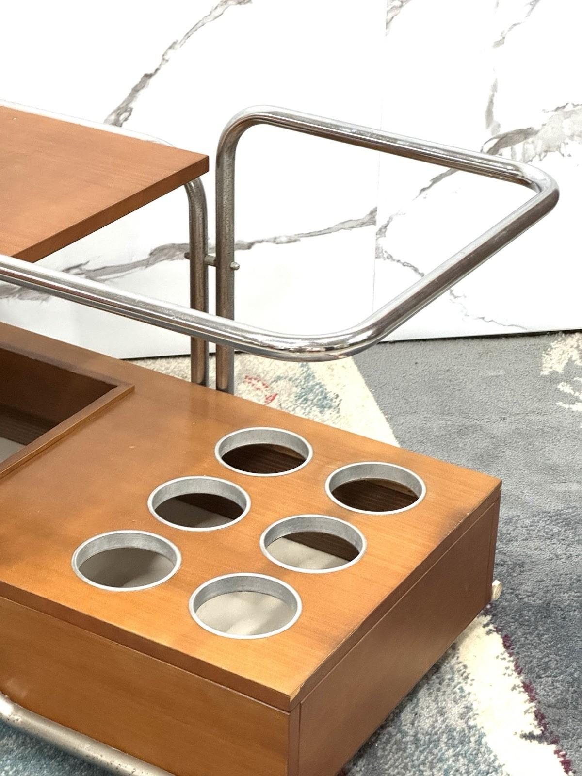 Carrello Portavivande Bauhaus Marcel Breuer Style 1970’s Design Modernariato For Sale 1