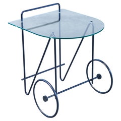 Carro de comida diseñado por Carlo CERBARO, para PORADA en metal y cristal. 1980s