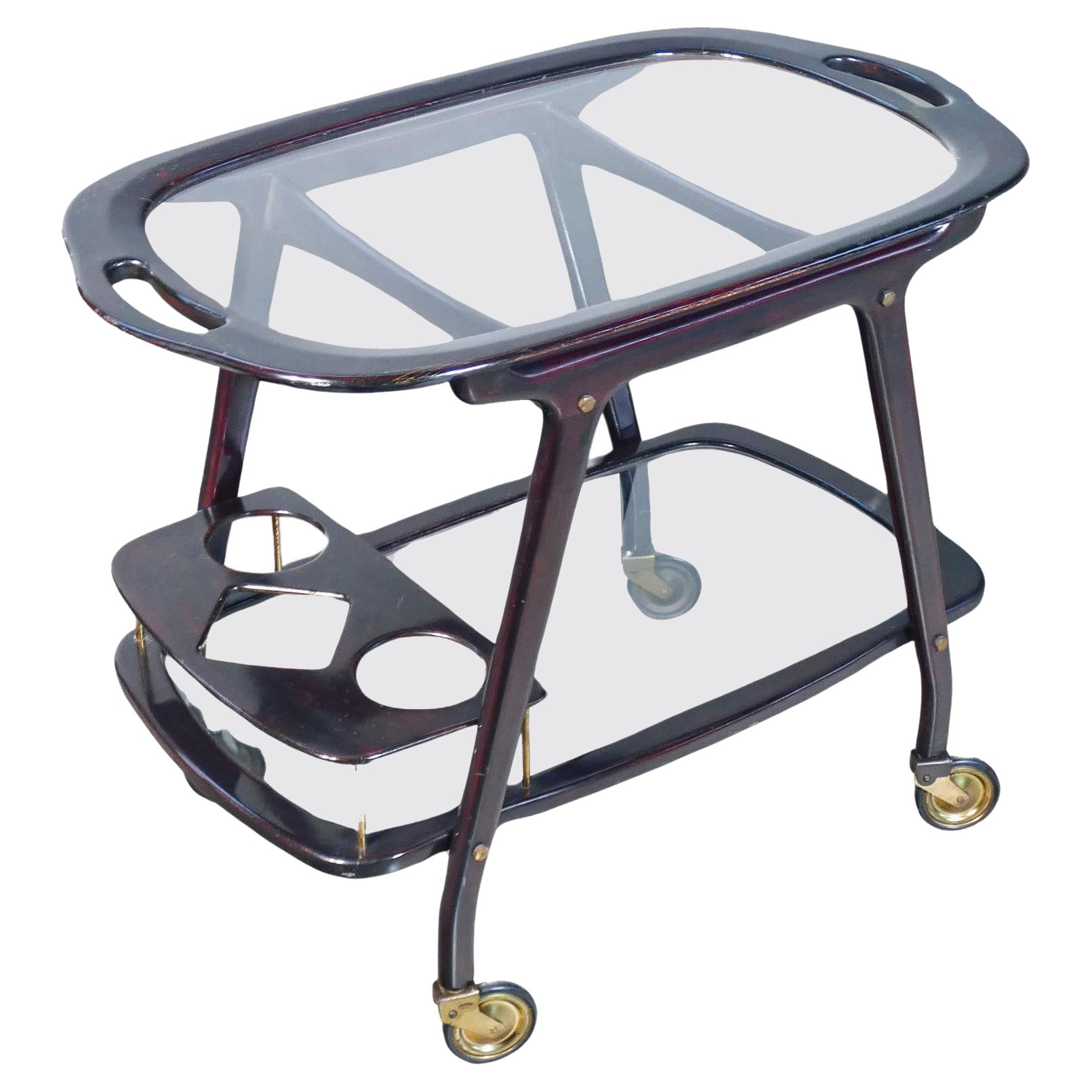 Cesare LACCA Design Lebensmittelwagen, lackiertes Holz mit Tablett. 1950s