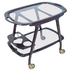 Cesare LACCA design food cart, lacquered wood with tray. 1950s