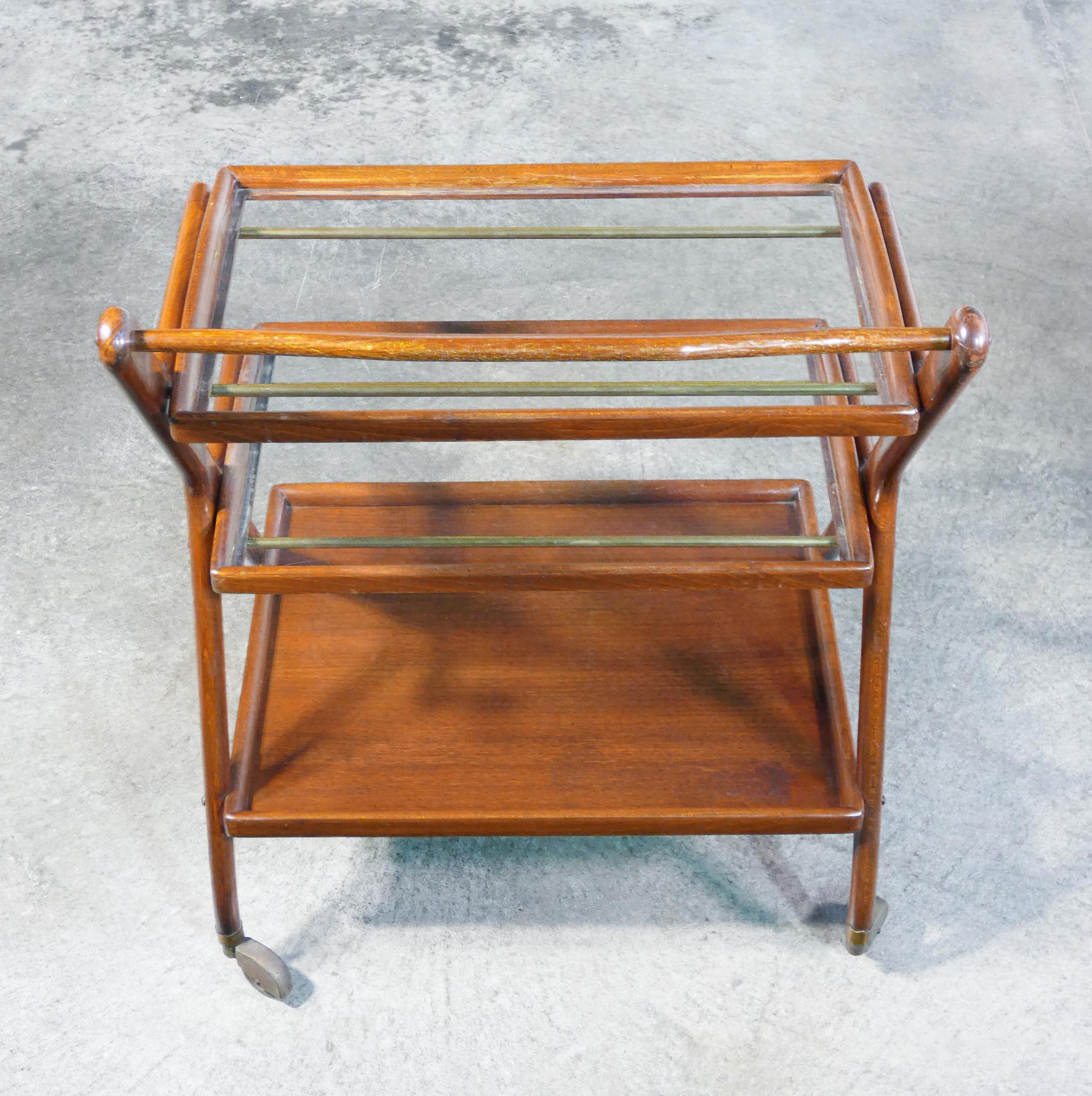 Ico PARISI design food cart, two removable trays. Italy, 1950s For Sale 4