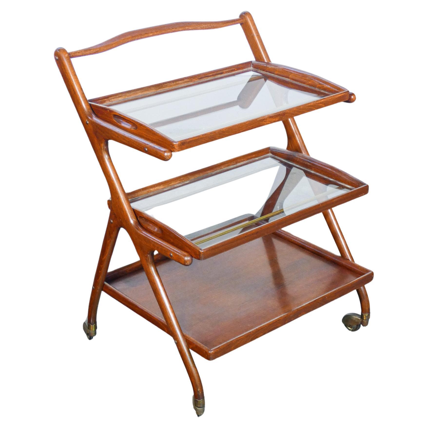 Ico PARISI design food cart, two removable trays. Italy, 1950s For Sale