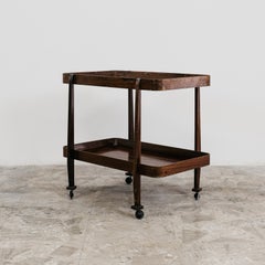 Mid-Century Bar Cart in Rustic Wood, 1950s Design, Good Condition