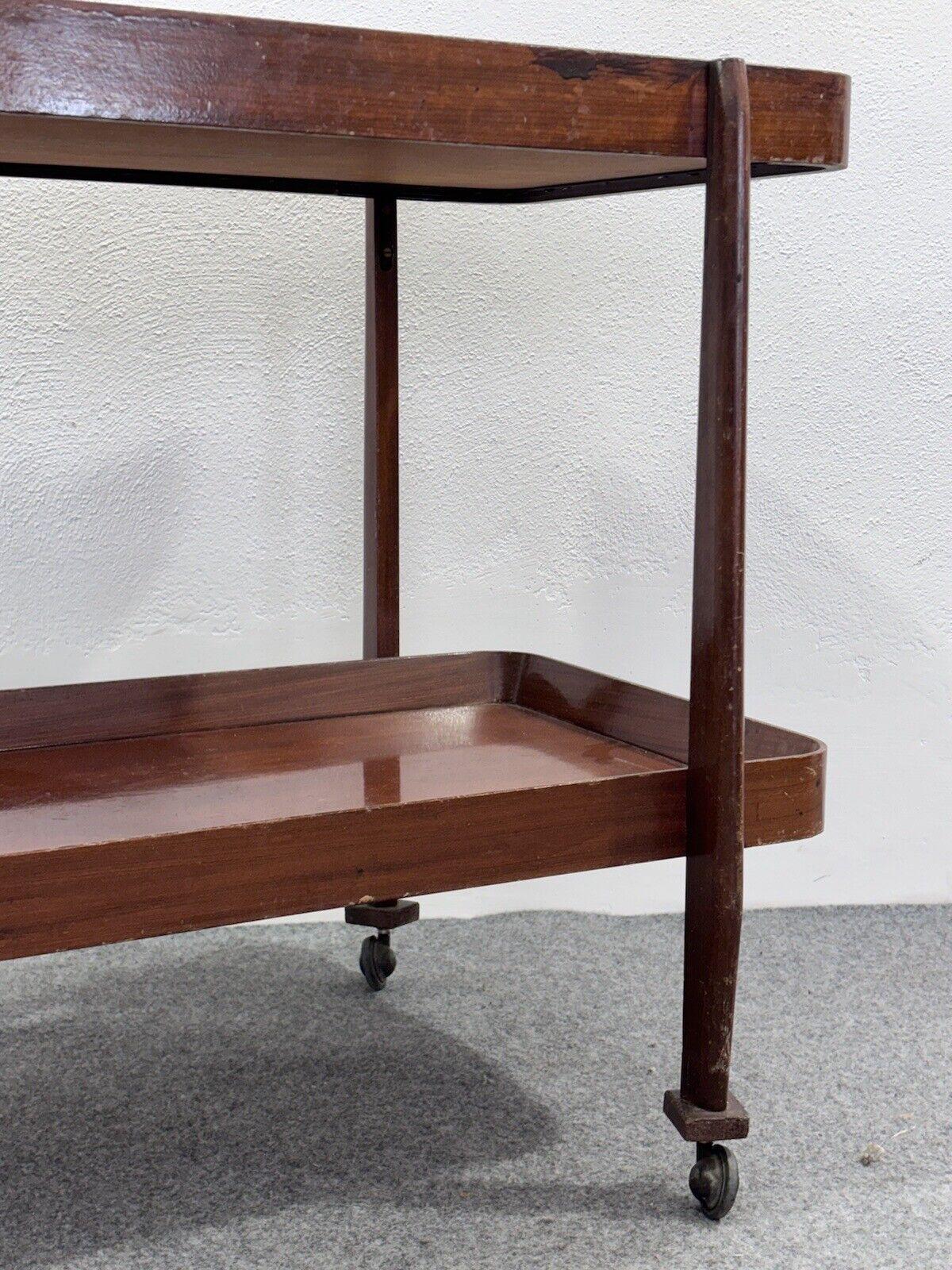 Mid-Century moderno Carrello Portavivande In Legno Rustico 1950’s Mid Century Design in vendita