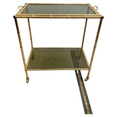 Carrello Portavivande in ottone stile bambu anni '90 italian