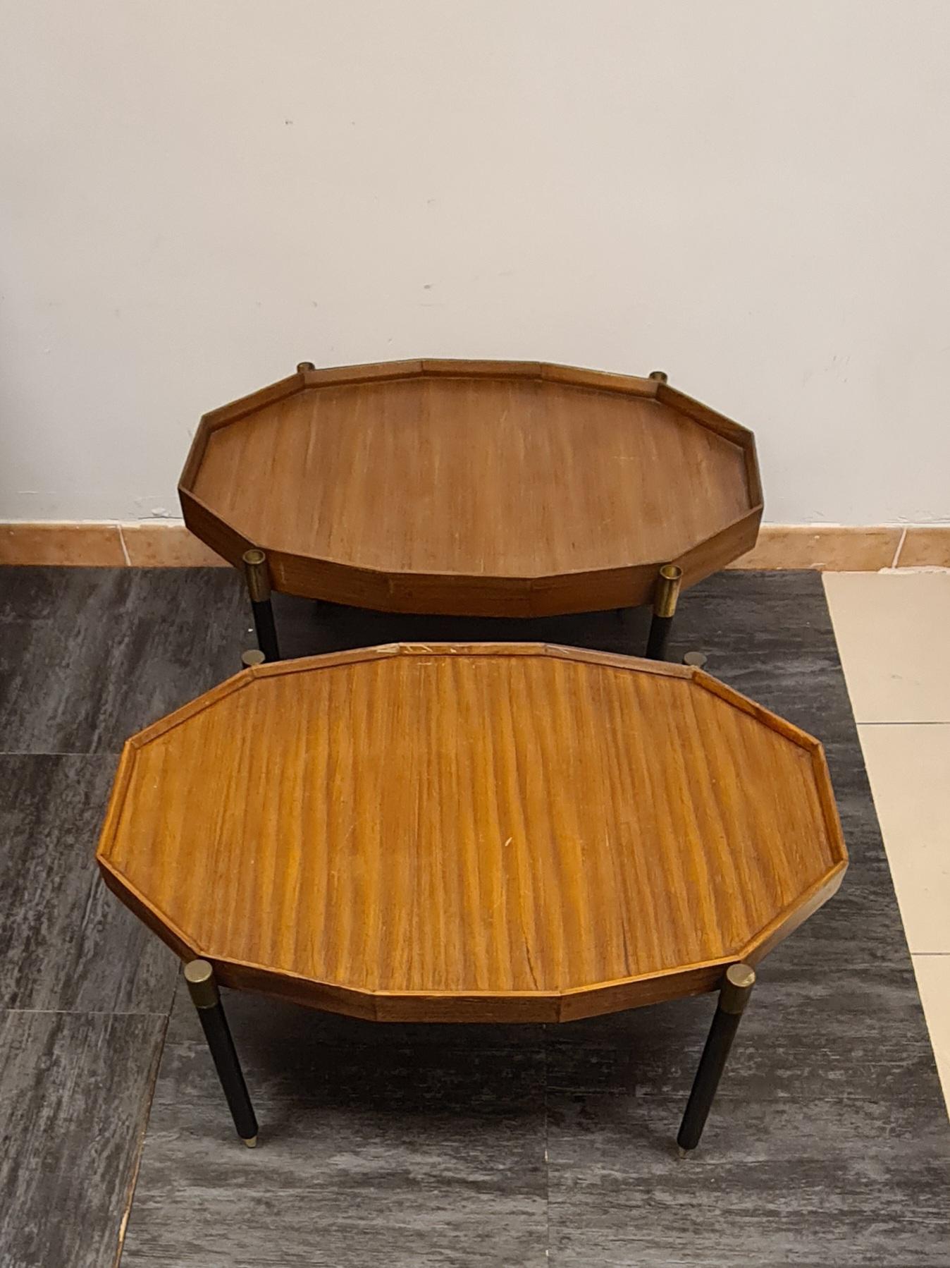 Carrello portavivande in teak e ottone anii 50' divisibile For Sale 6