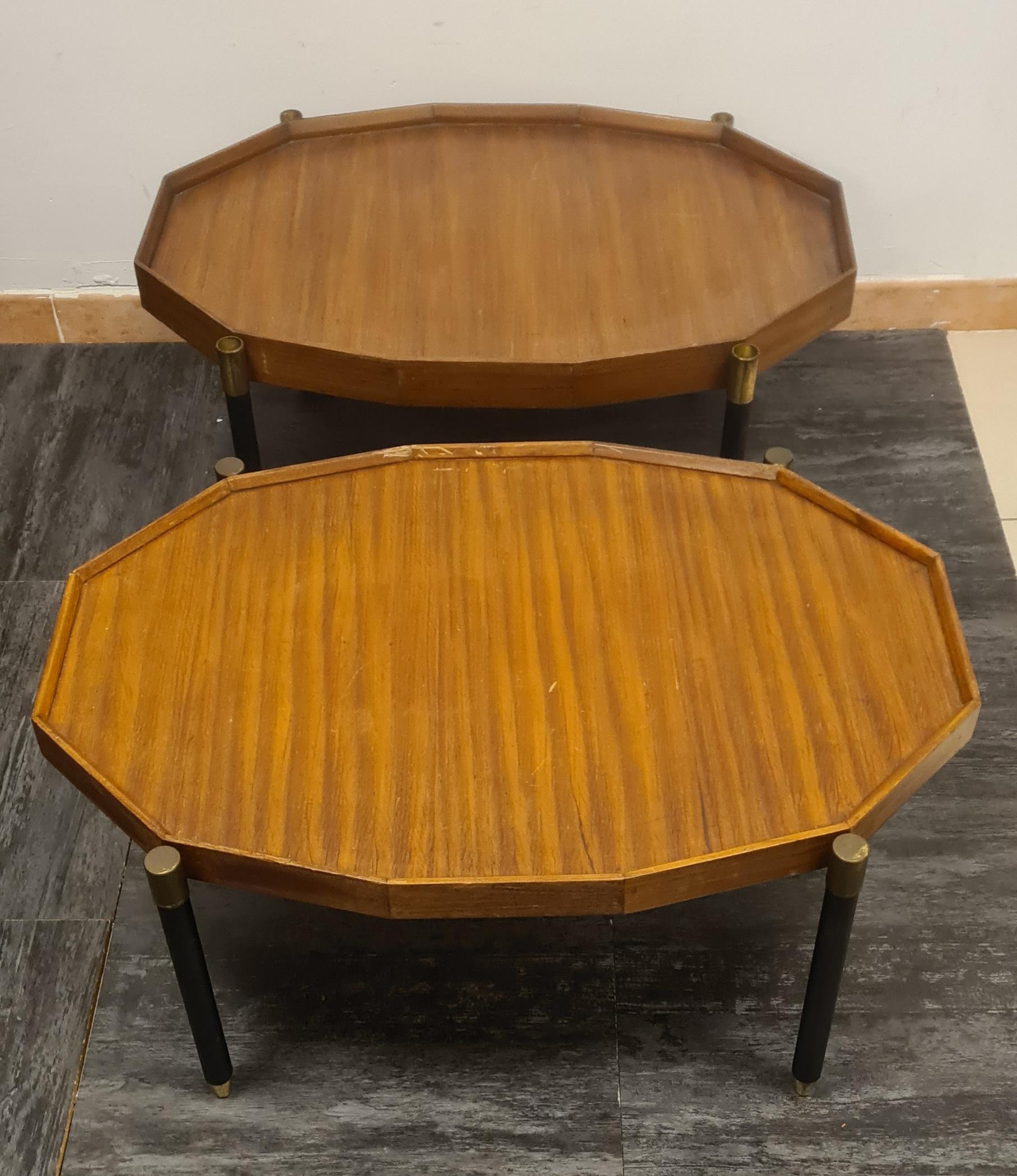 Carrello portavivande in teak e ottone anii 50' divisibile For Sale 7