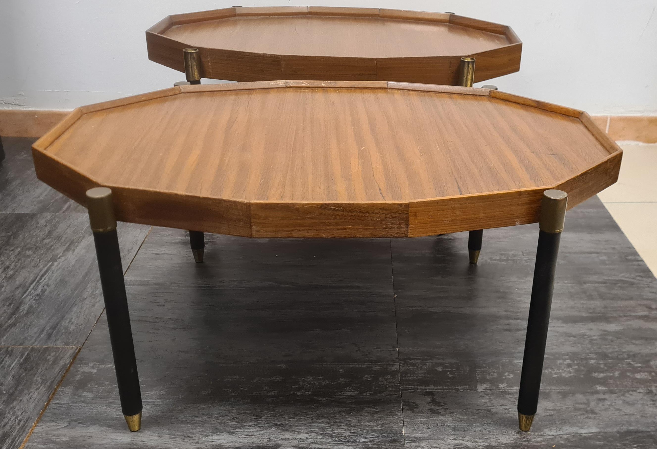 Carrello portavivande in teak e ottone anii 50' divisibile For Sale 8