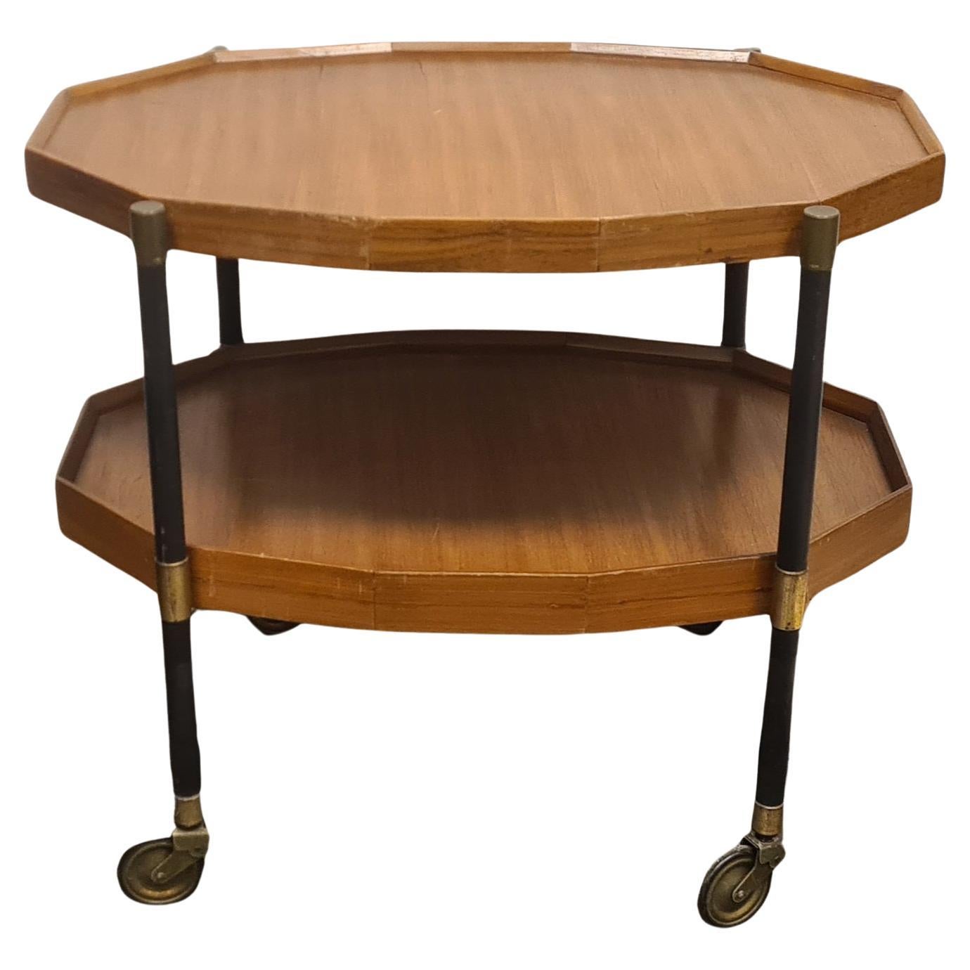 Carrello portavivande in teak e ottone anii 50' divisibile For Sale