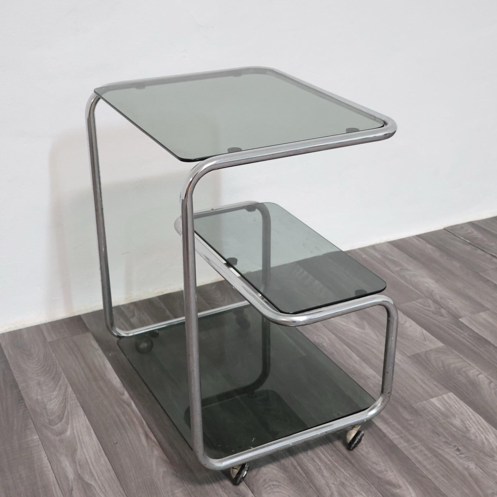 Carrello Portavivande Triplo Ripiano Anni 70 Acciaio Design Modernariato For Sale 4