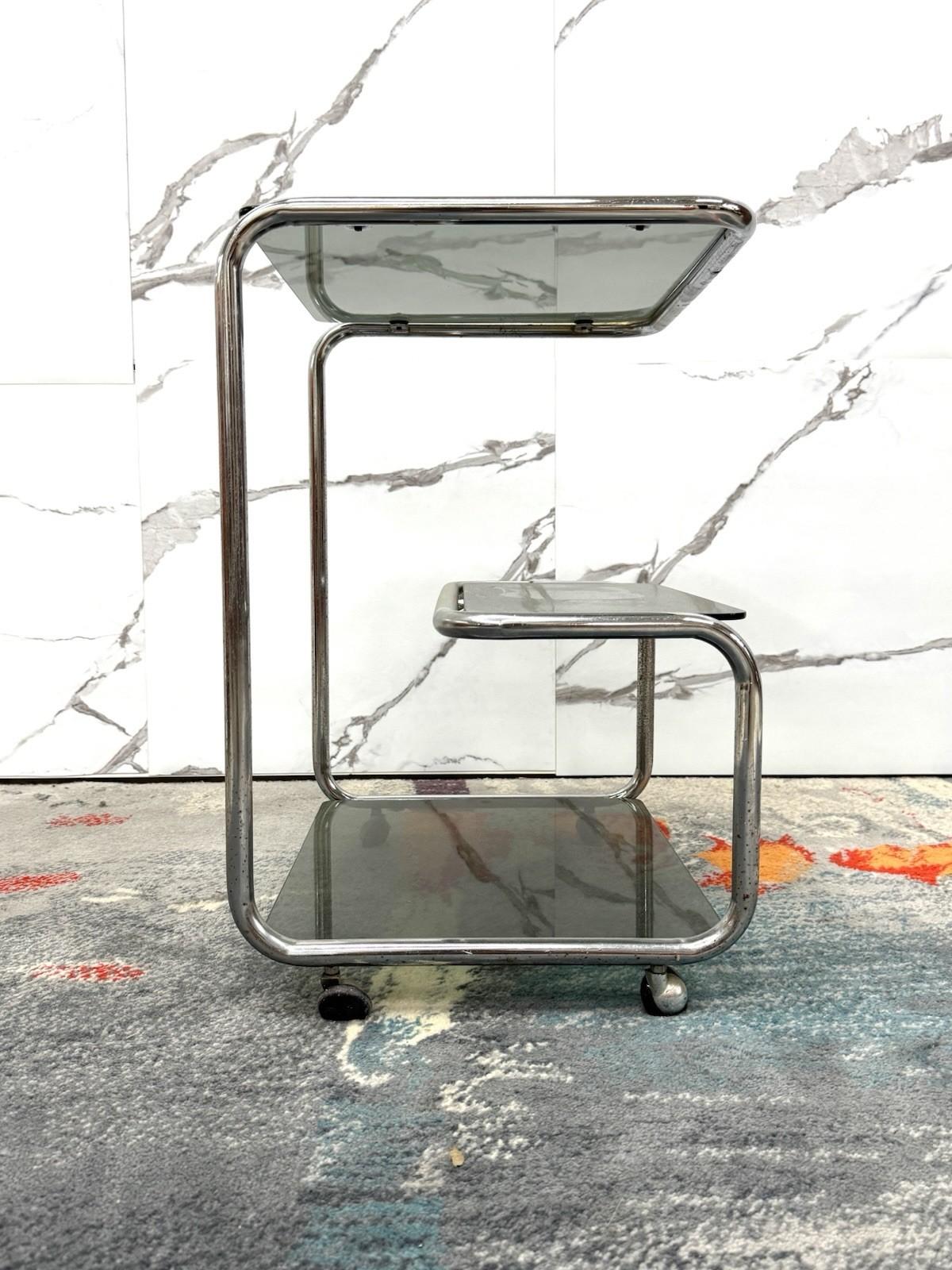 Italian Carrello Portavivande Triplo Ripiano Anni 70 Acciaio Design Modernariato in vendita