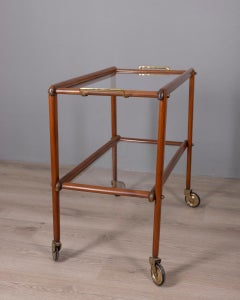 Carrello portavivande vintage anni 60 in legno e vetro design Italiano