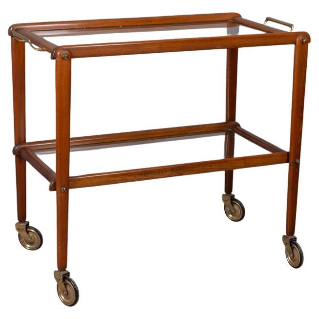 Vintage 60's wooden and glass food trolley Italian design