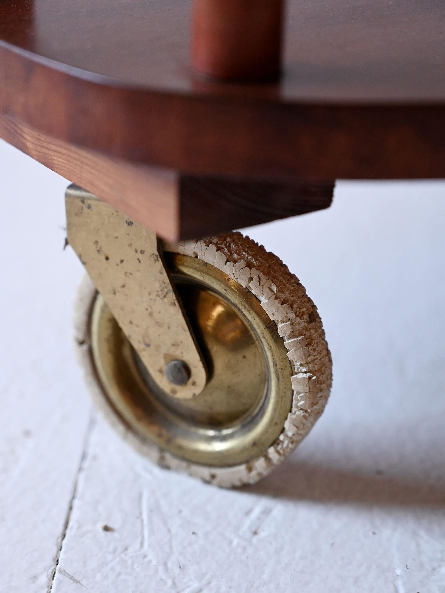 Chariot scandinave vintage en acajou, années 1940 en vente 2