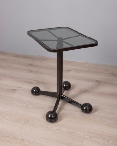 Vintage 1970s black metal and glass coffee table trolley by Allegri Parma