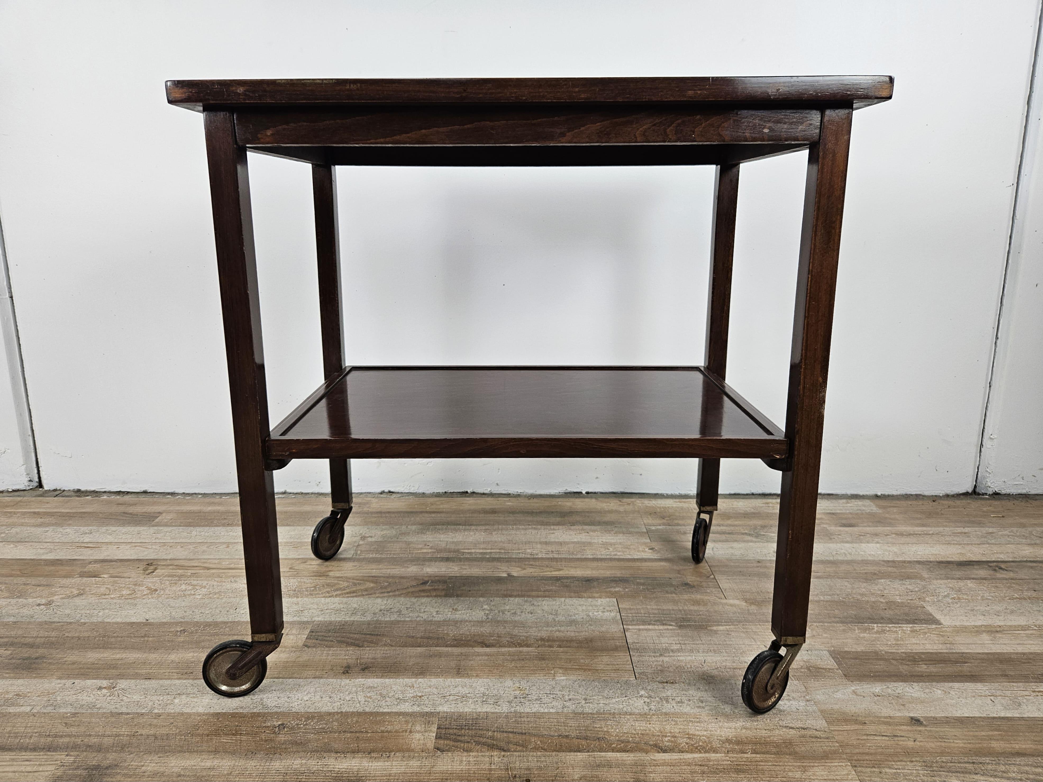 Art Nouveau Viennese Thonet trolley with double shelf and wheels 20th century For Sale