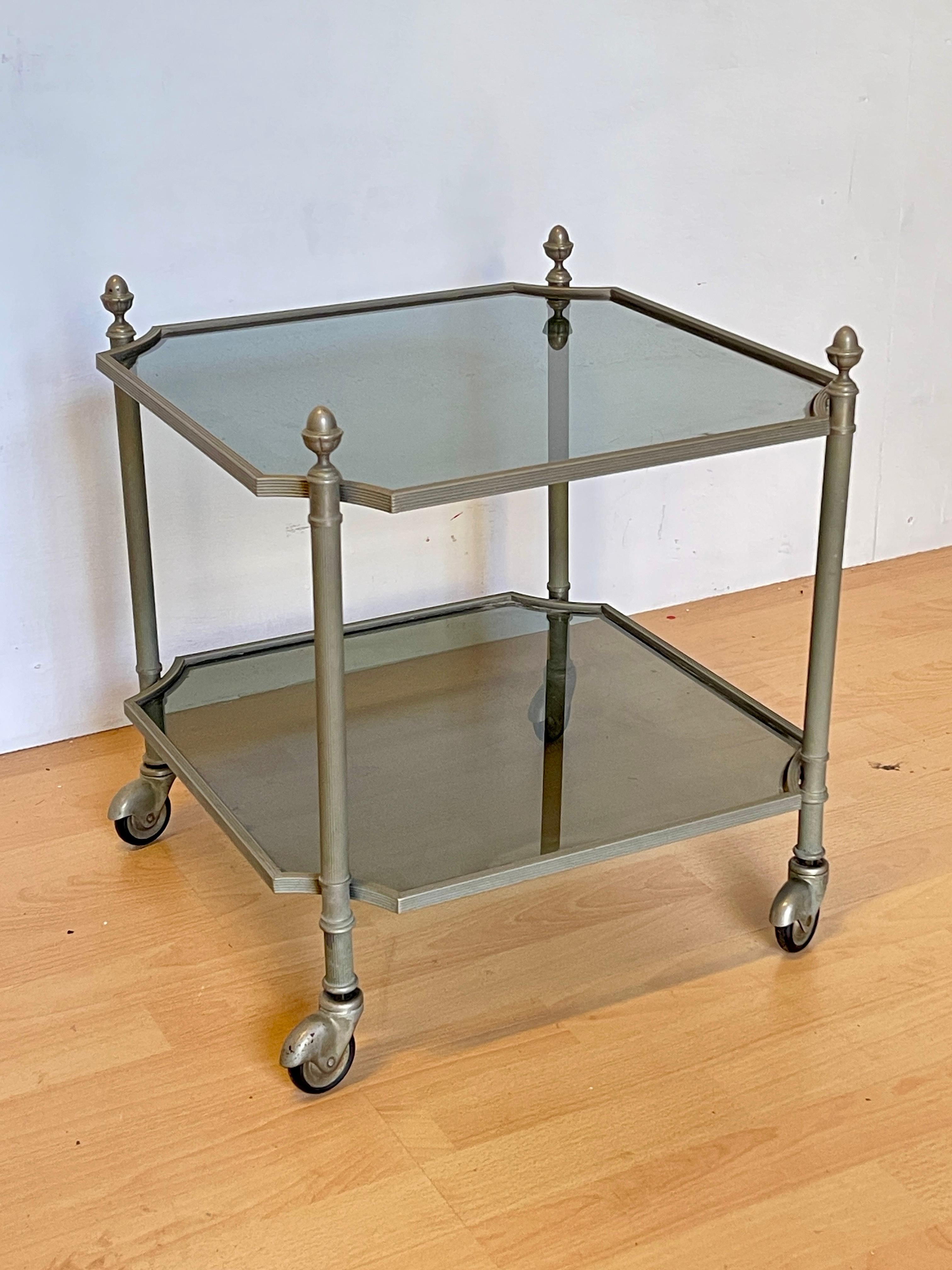Autre Chariot vintage en métal et verre fumé, Italie, années 1990 - Design hexagonal en vente