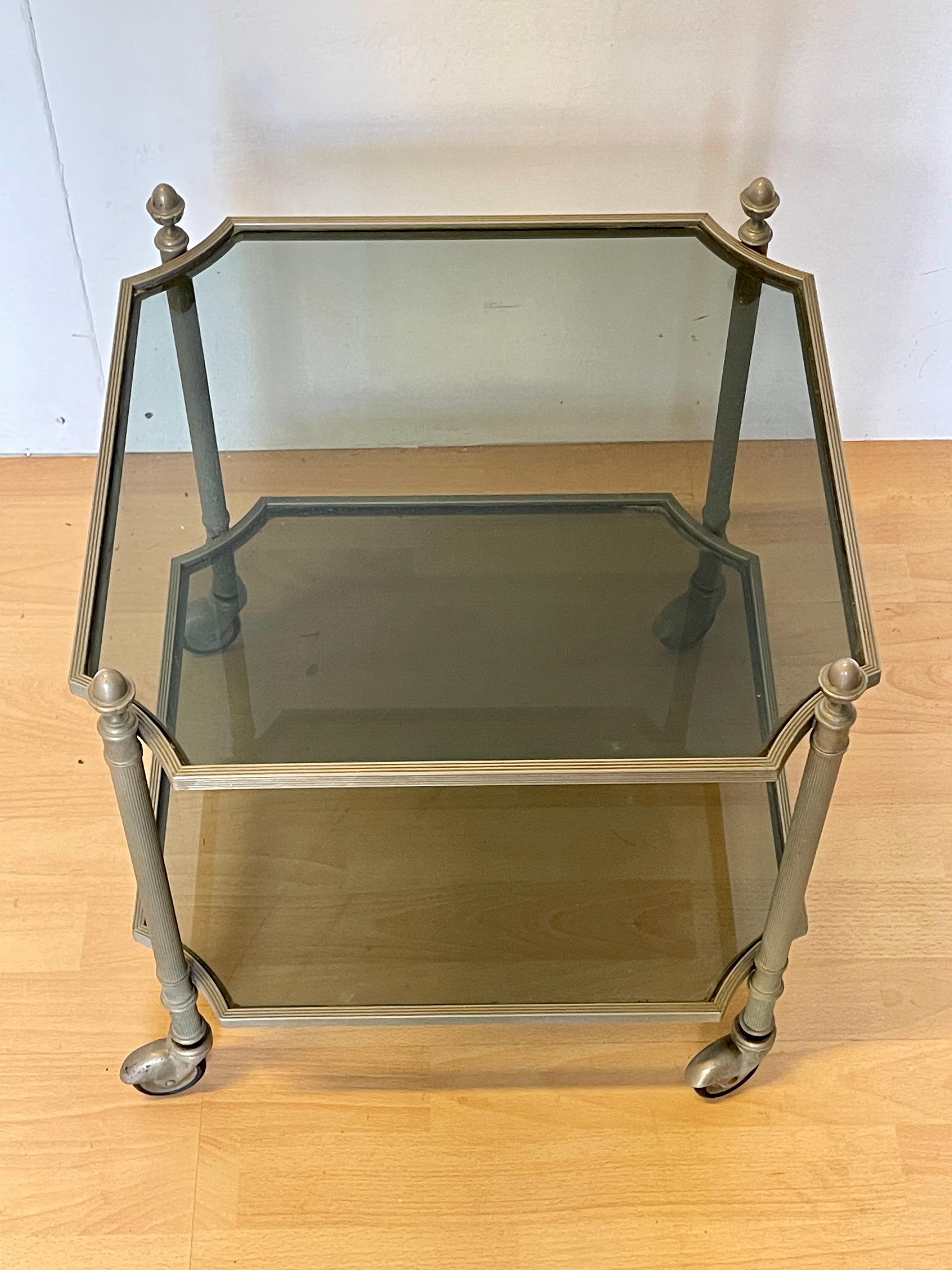 Chariot vintage en métal et verre fumé, Italie, années 1990 - Design hexagonal Bon état - En vente à Cantù, IT