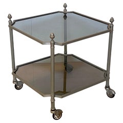 Carrello Vintage in metallo e Vetro Fumé, Italia, anni 90 – Design Esagonale