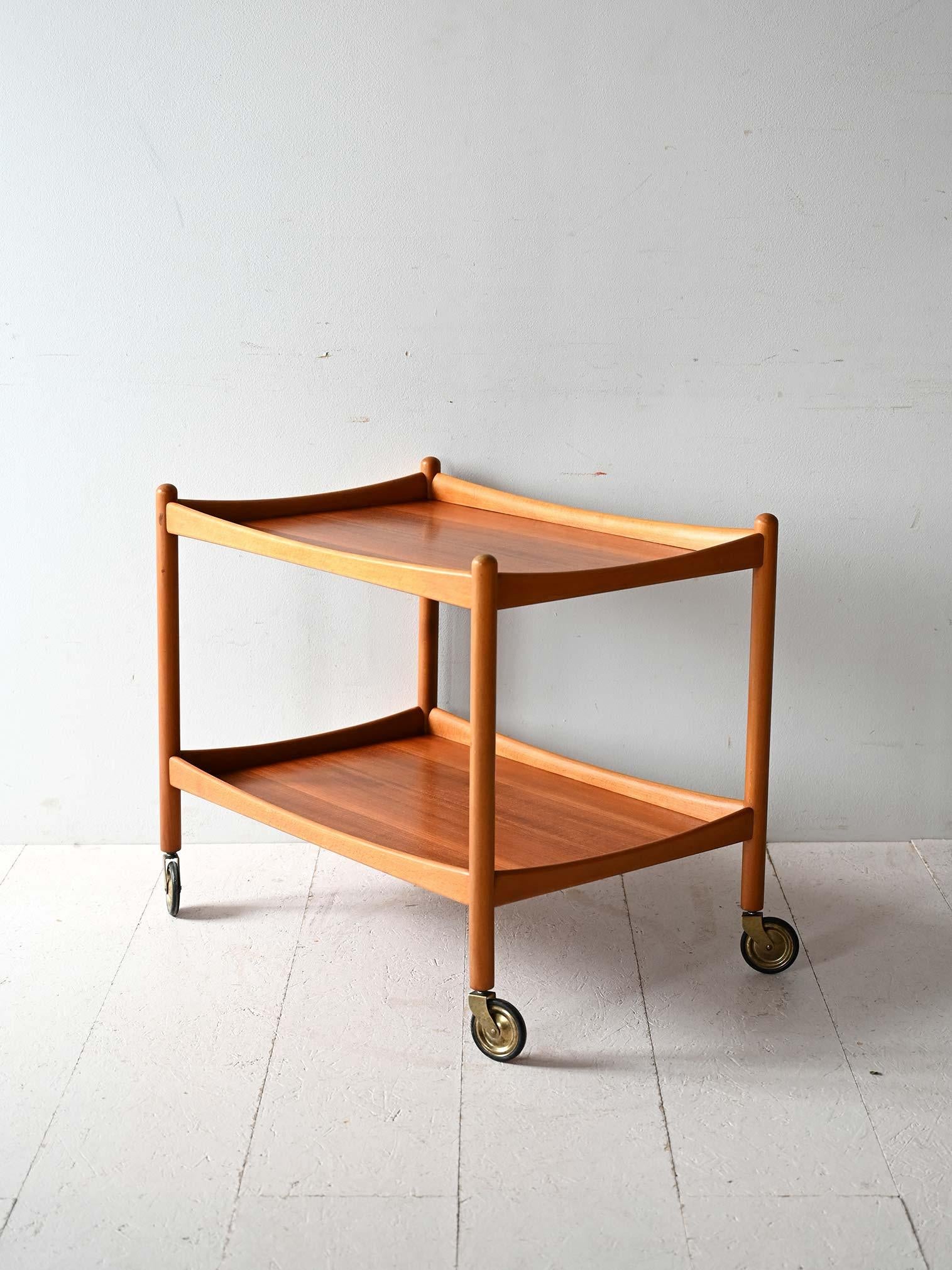 Scandinavian Modern Scandinavian vintage teak and beech cart For Sale