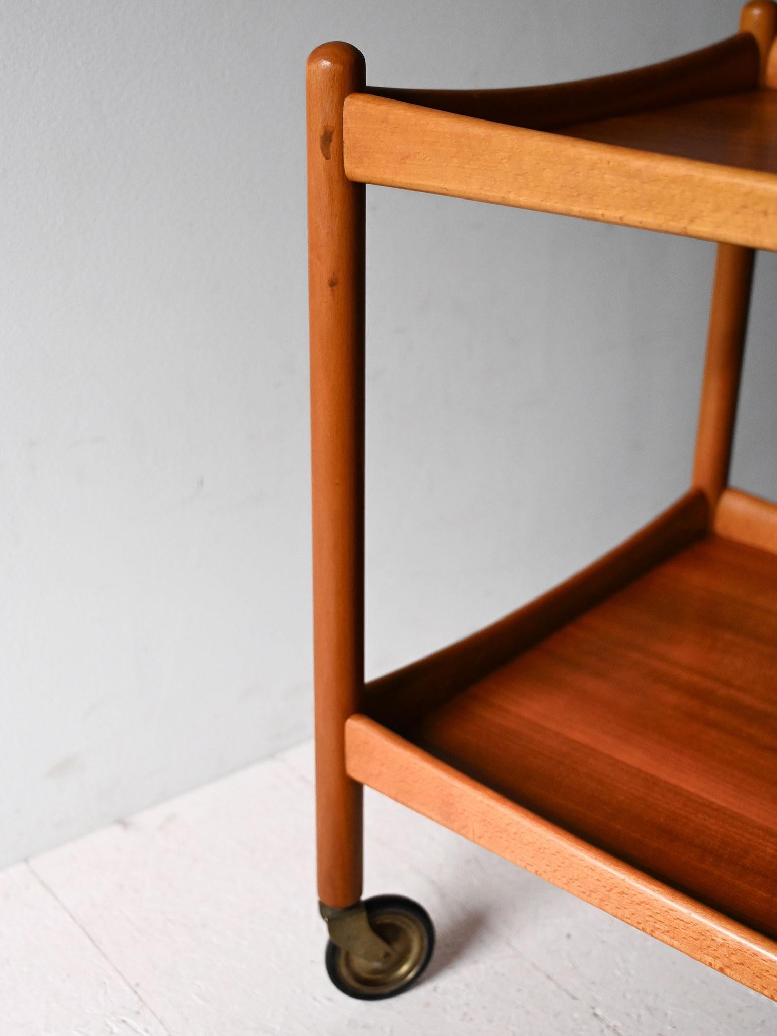 Scandinavian vintage teak and beech cart In Good Condition For Sale In Brescia, IT