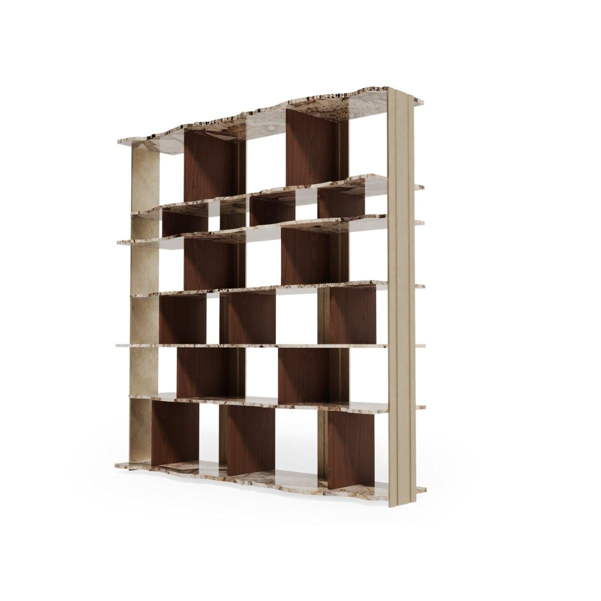 Portuguese Modern Classic Patagonia Marble Carrera Bookcase by Covet House For Sale