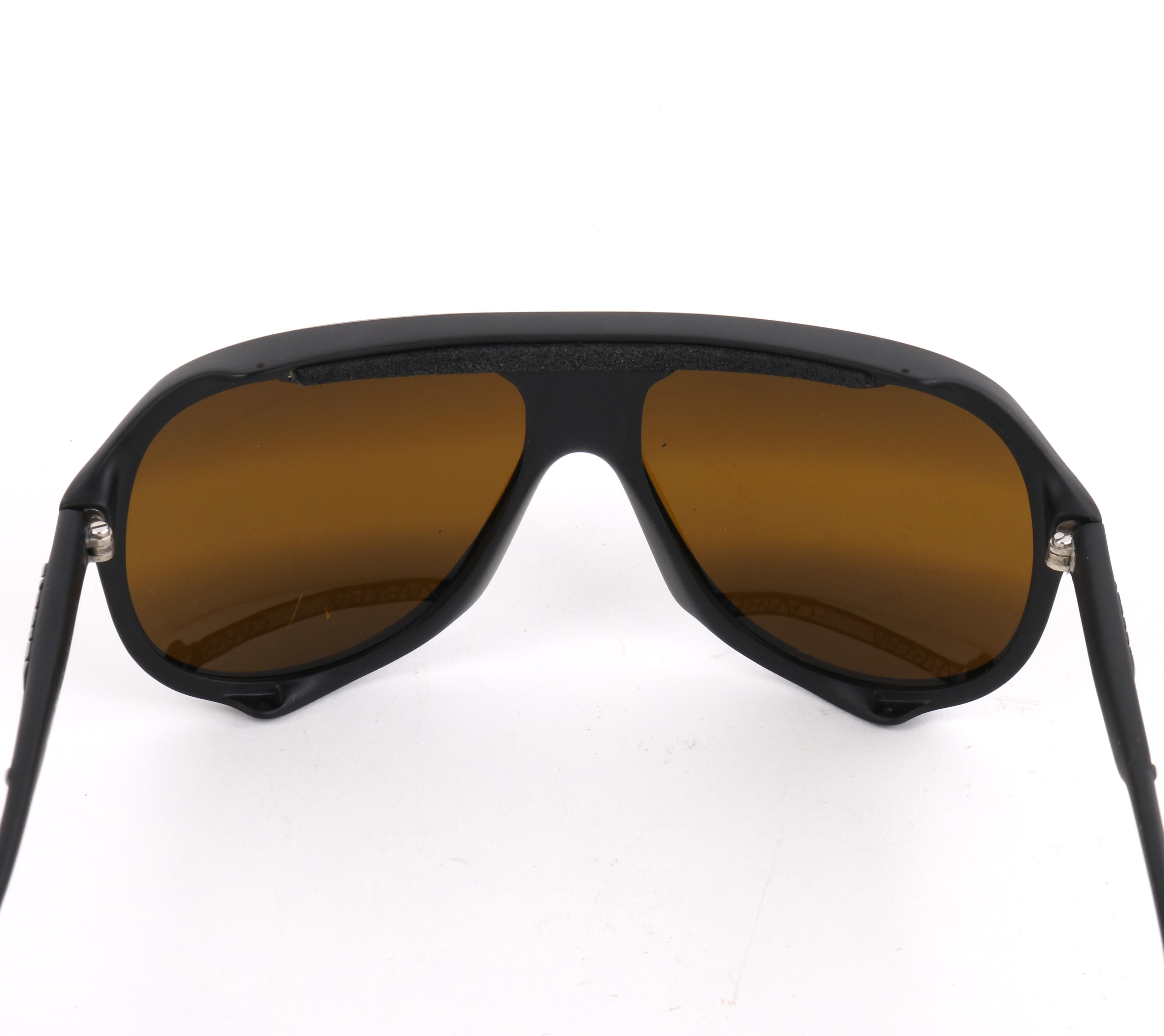 Women's or Men's CARRERA c.1980's Black Plastic Frame Mirrored Lens Sport Glacier Sunglasses 5544