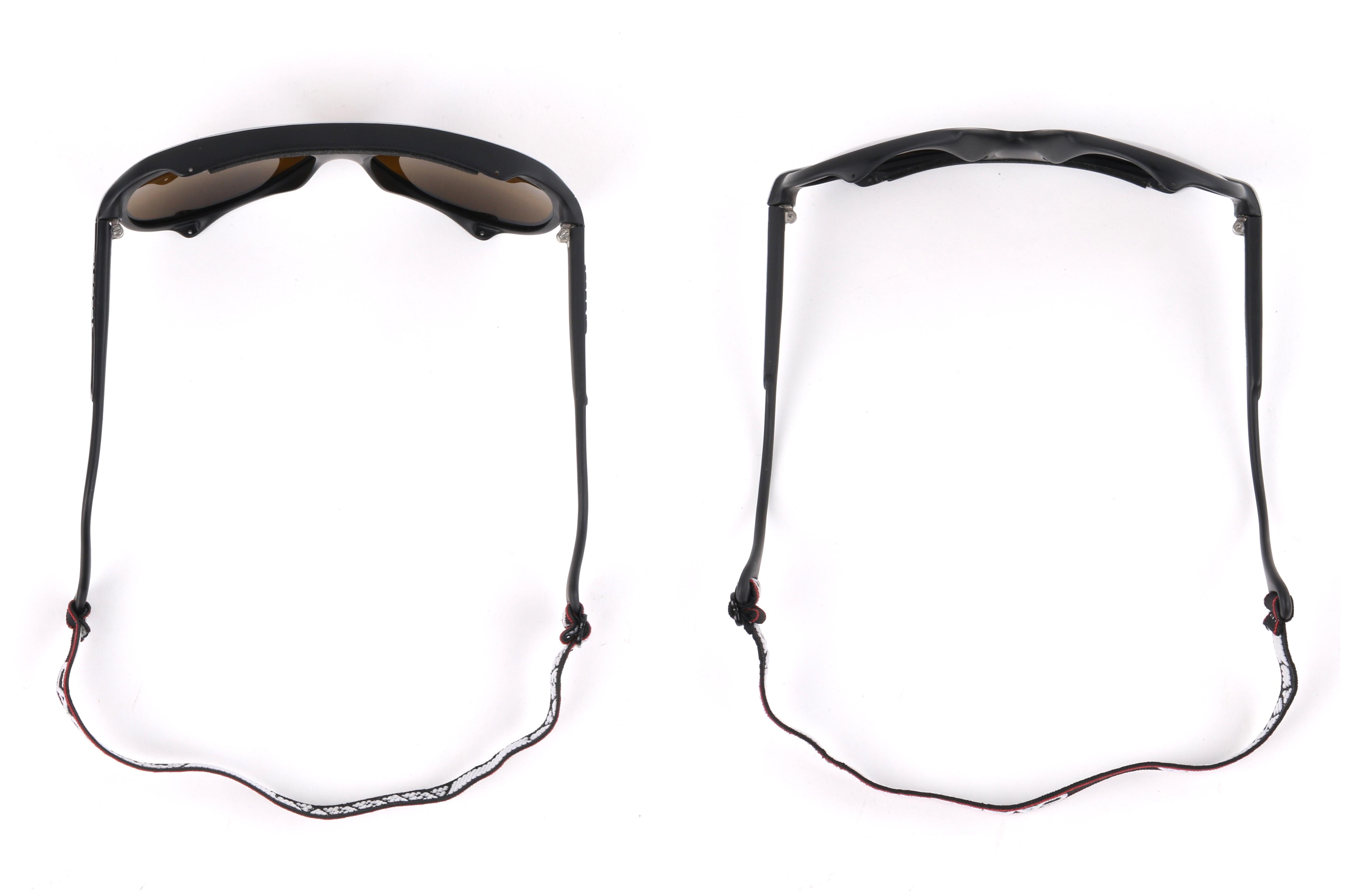 CARRERA c.1980's Black Plastic Frame Mirrored Lens Sport Glacier Sunglasses 5544 1