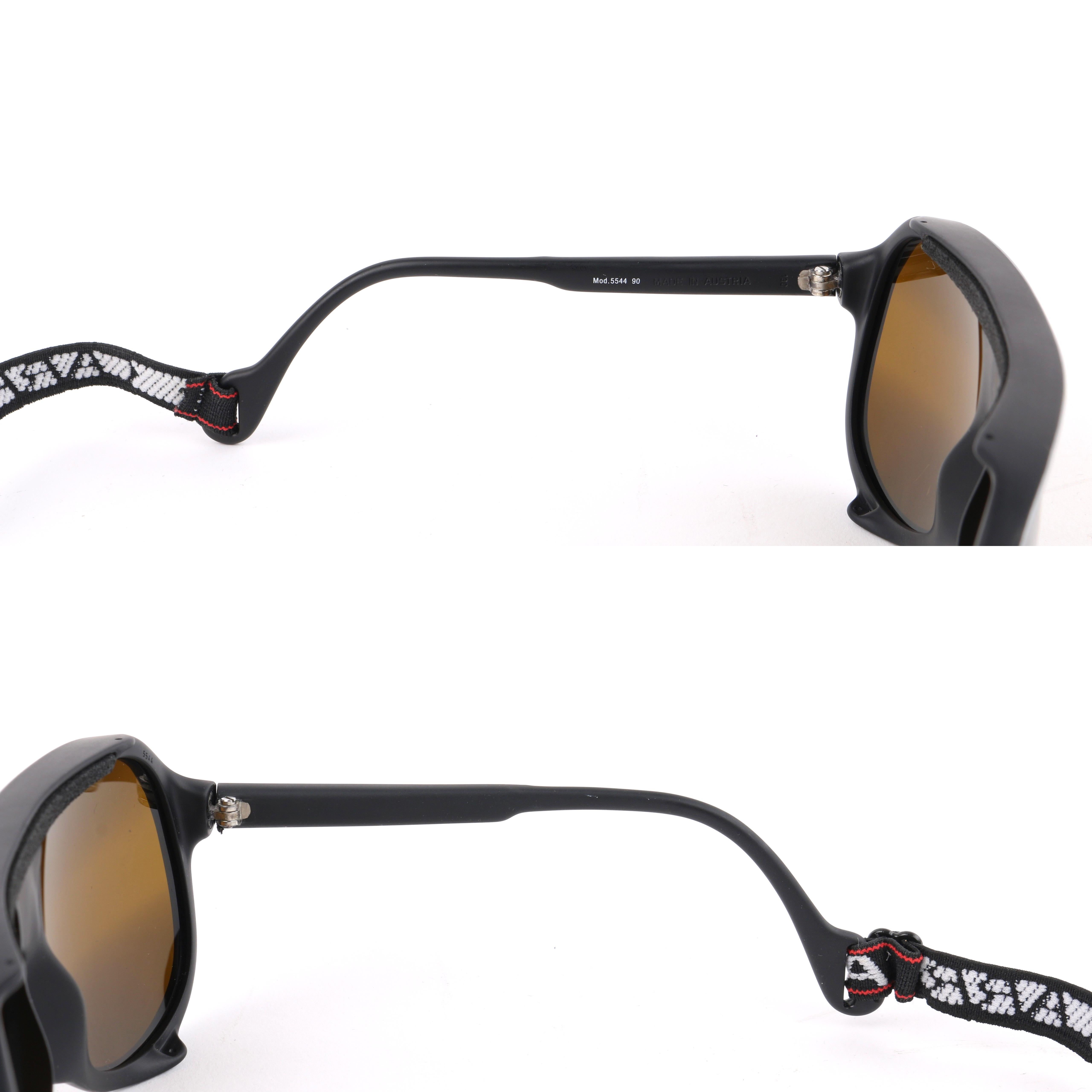 CARRERA c.1980's Black Plastic Frame Mirrored Lens Sport Glacier Sunglasses 5544 2