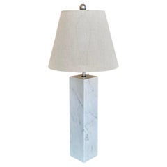 Carrera Carrara White Marble Lamp Attr. To Florence Knoll 1960s