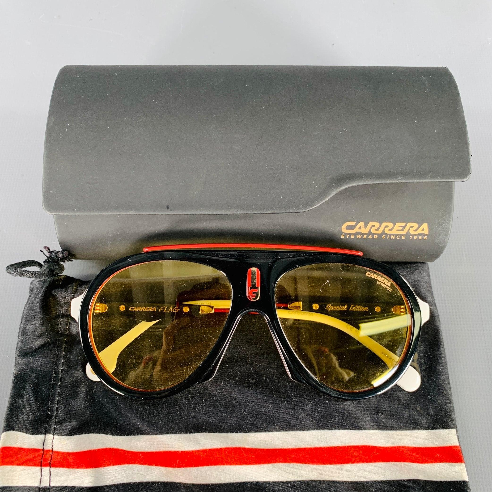 Lunettes de soleil en acétate CARRERA FLAG Guuho Black White Red Color Block 5
