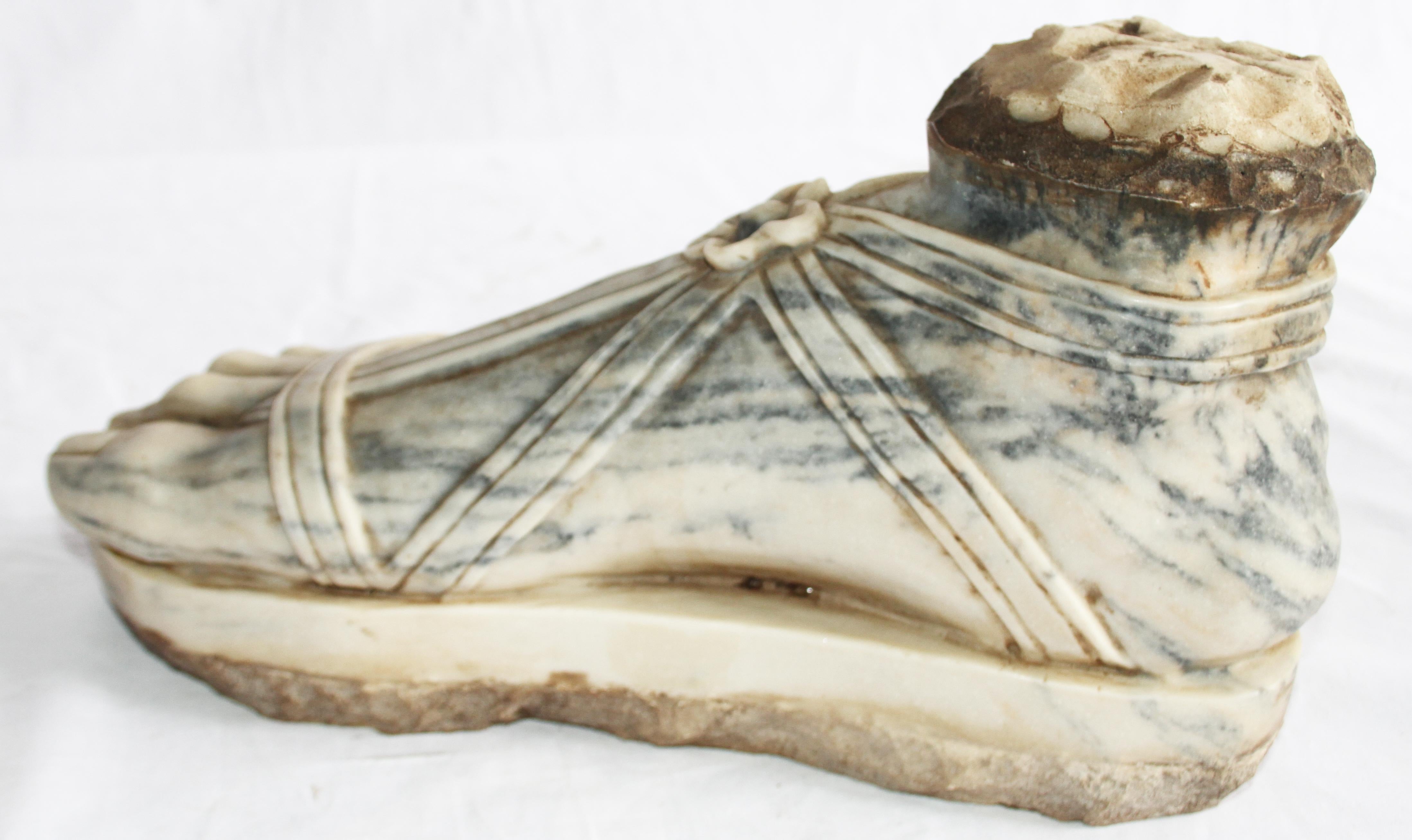 Carrara Marble Carrera Italian Marble Sculptured Foot, Hand Carved, 20th Century For Sale