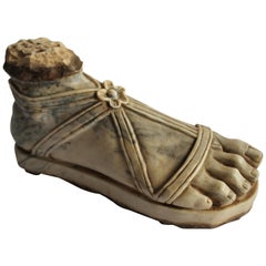 Carrera Italian Marble Sculptured Foot, Hand Carved, 20th Century