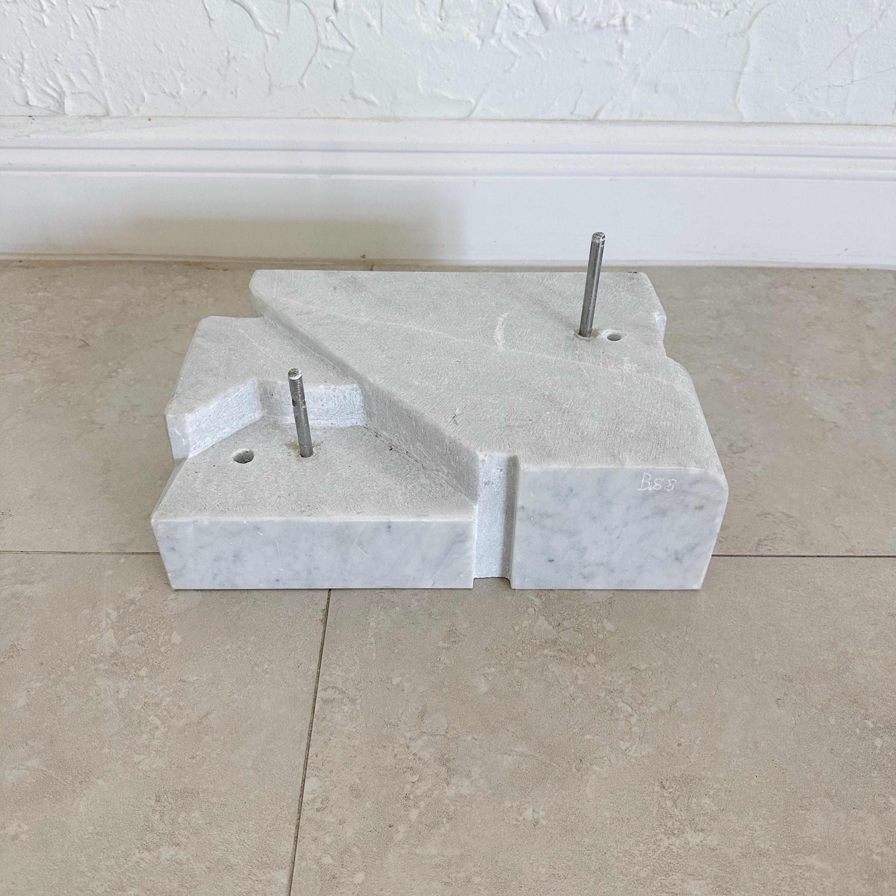 Carrera Marble Double Column Abstract Sculpture, 1980s For Sale 4