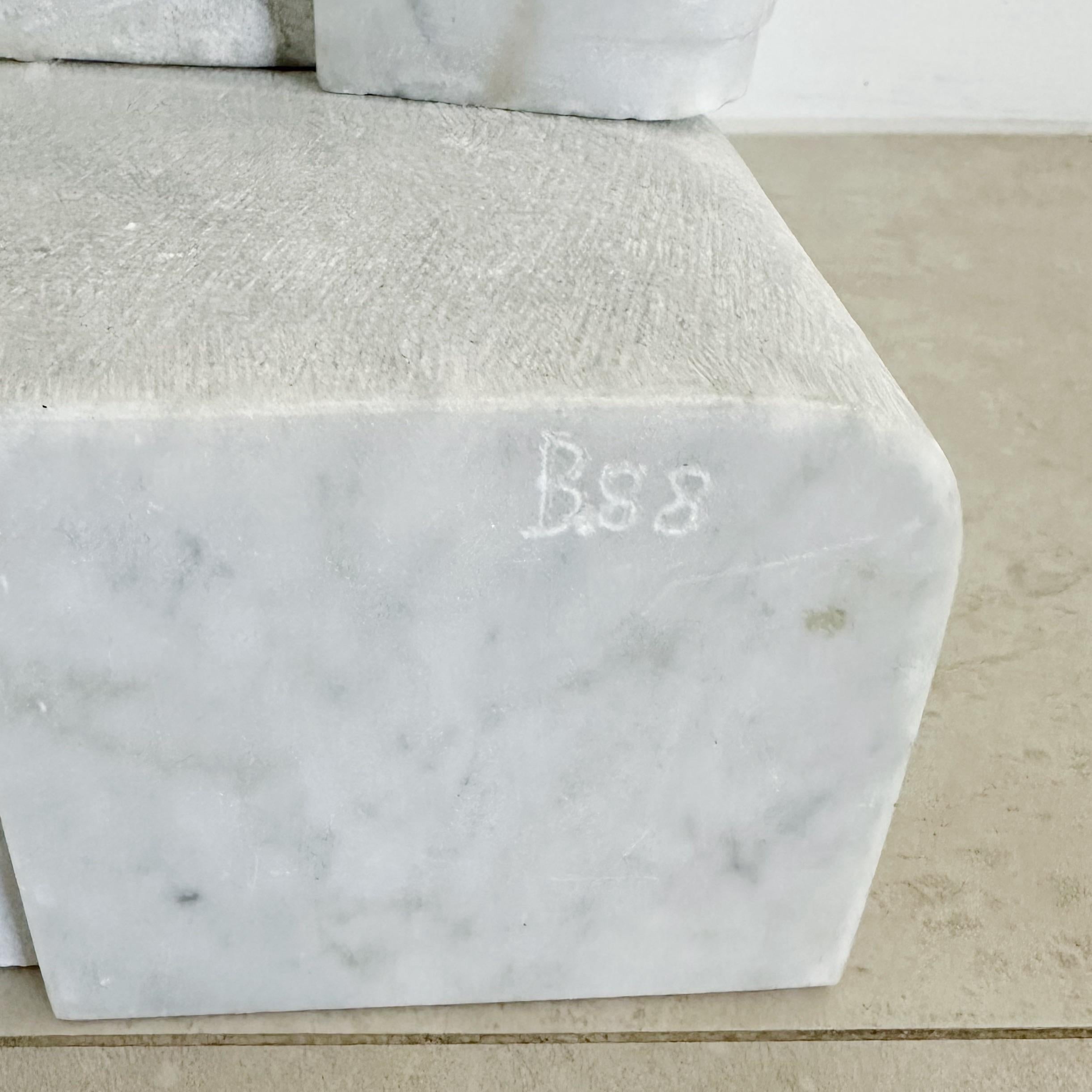 Unknown Carrera Marble Double Column Abstract Sculpture, 1980s For Sale
