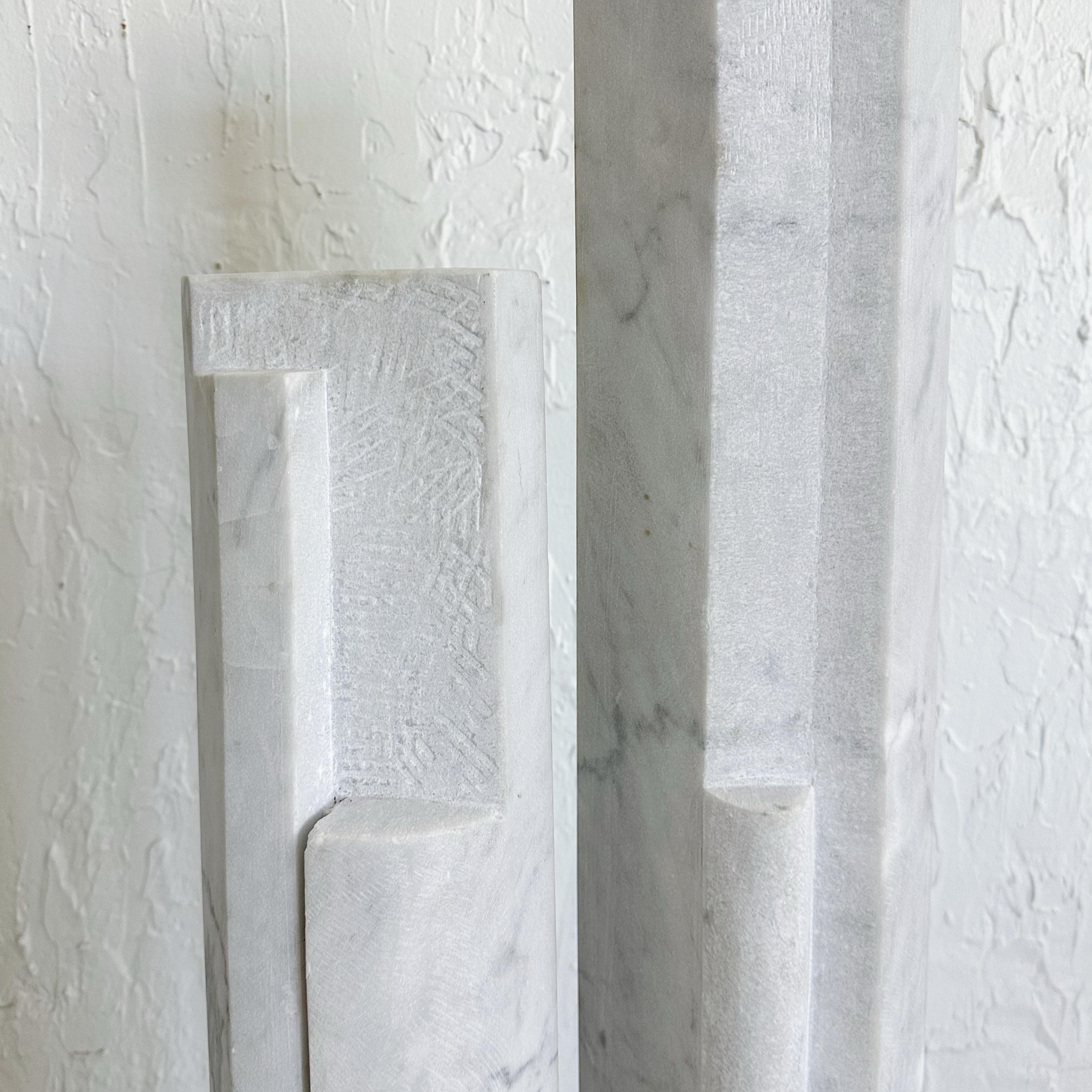 Carrara Marble Carrera Marble Double Column Abstract Sculpture, 1980s For Sale