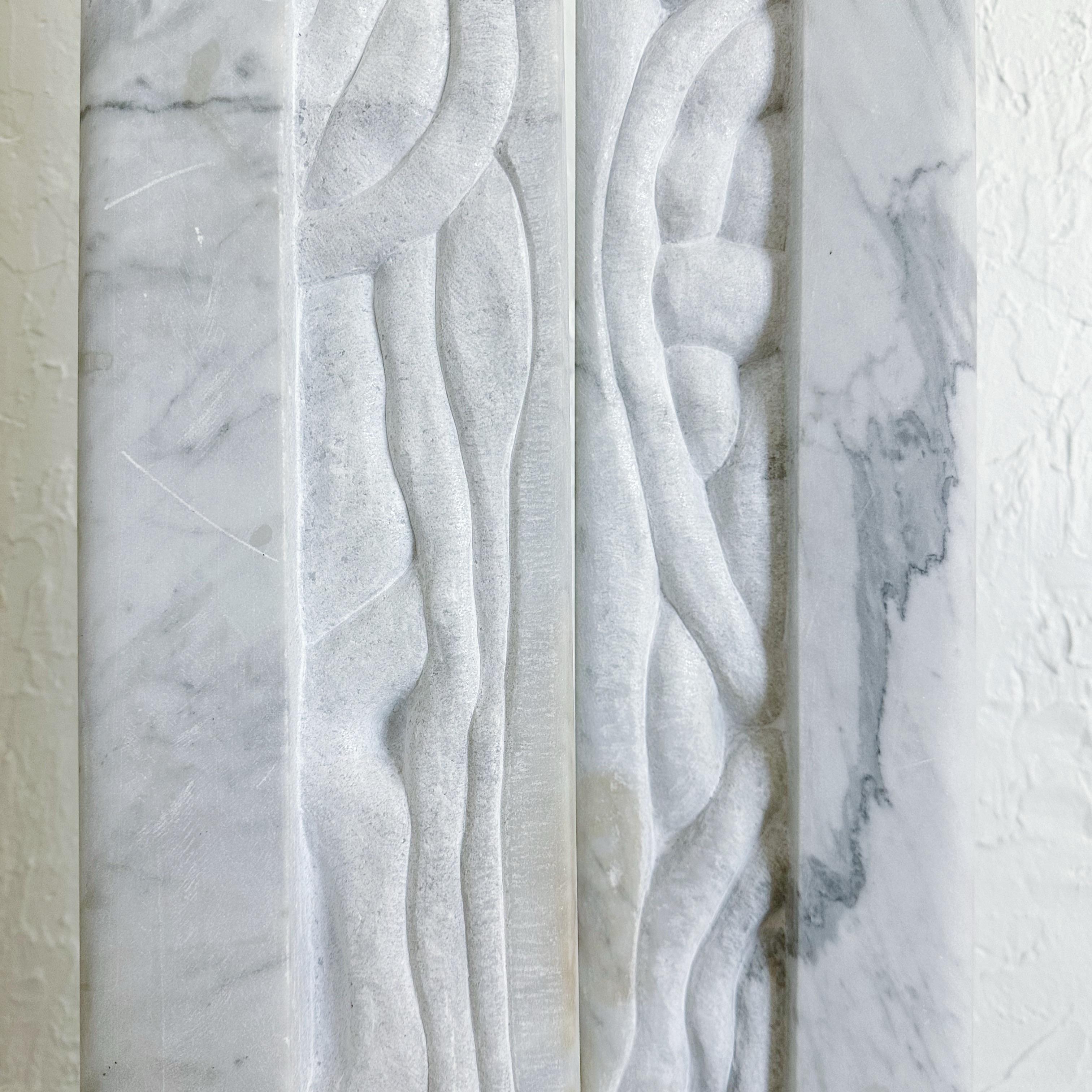 Carrera Marble Double Column Abstract Sculpture, 1980s For Sale 2