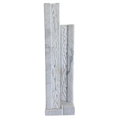 Carrera Marble Double Column Abstract Sculpture, 1980s
