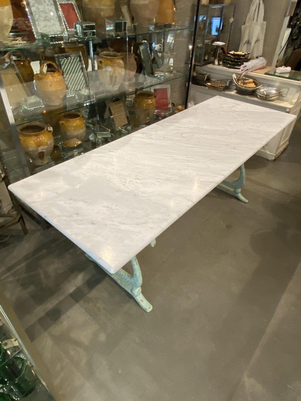 Late 20th Century Carrera Marble Iron Frame Table, France, 1970s