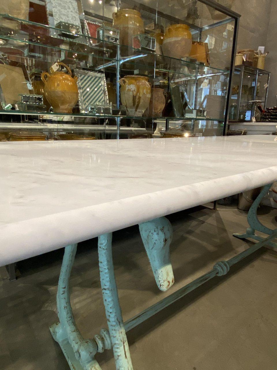 Carrera Marble Iron Frame Table, France, 1970s 2