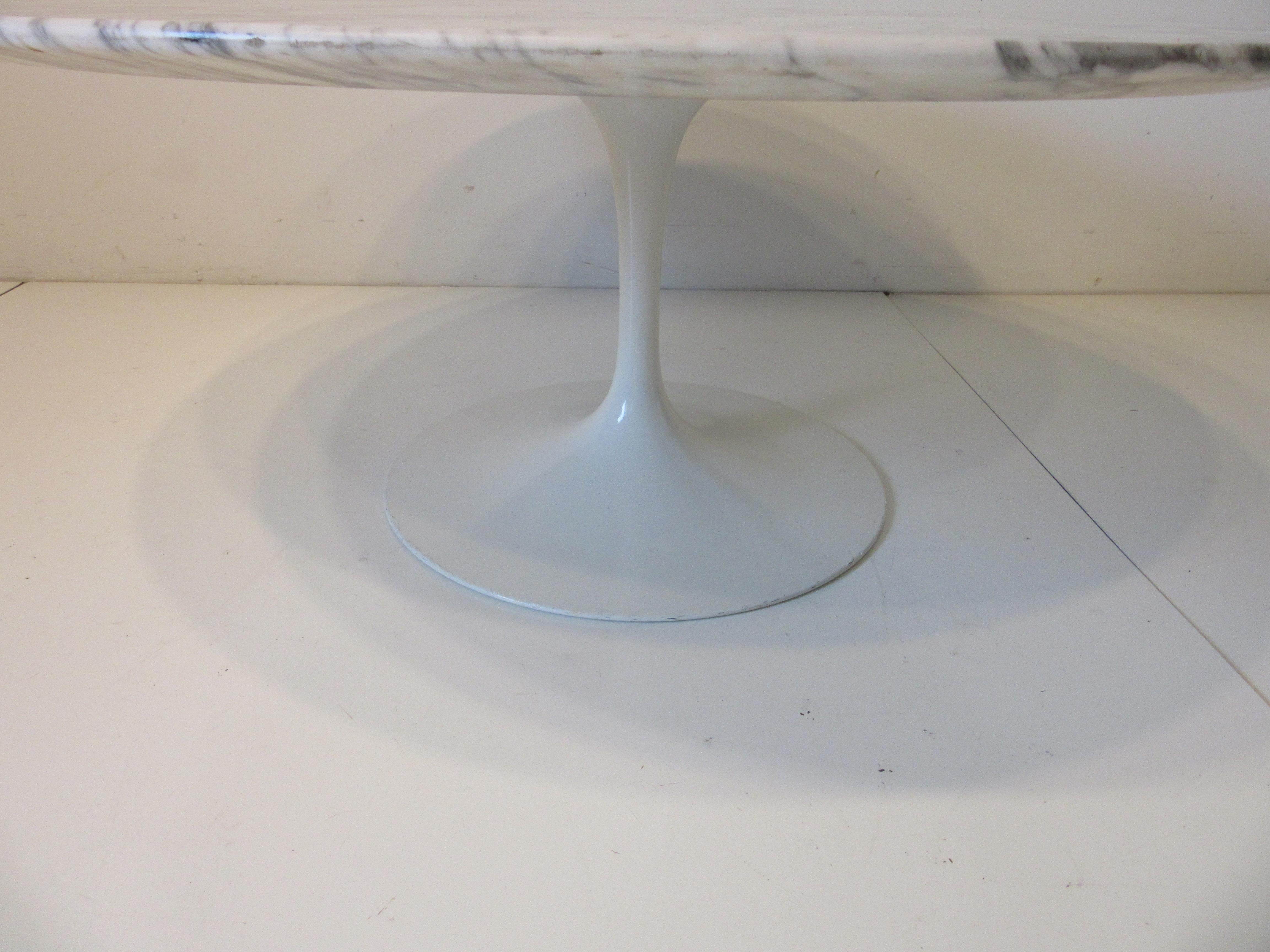 Mid-Century Modern Carrera Marble Tulip Coffee Table Made in Italy