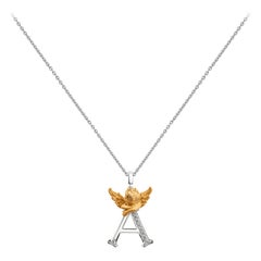 Carrera y Carrera 0.08 Carat Round Diamond "MY ANGEL" A Pendant Initial