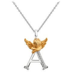 Carrera y Carrera 0.08 Carat Round Diamond "MY ANGEL" A Pendant Initial