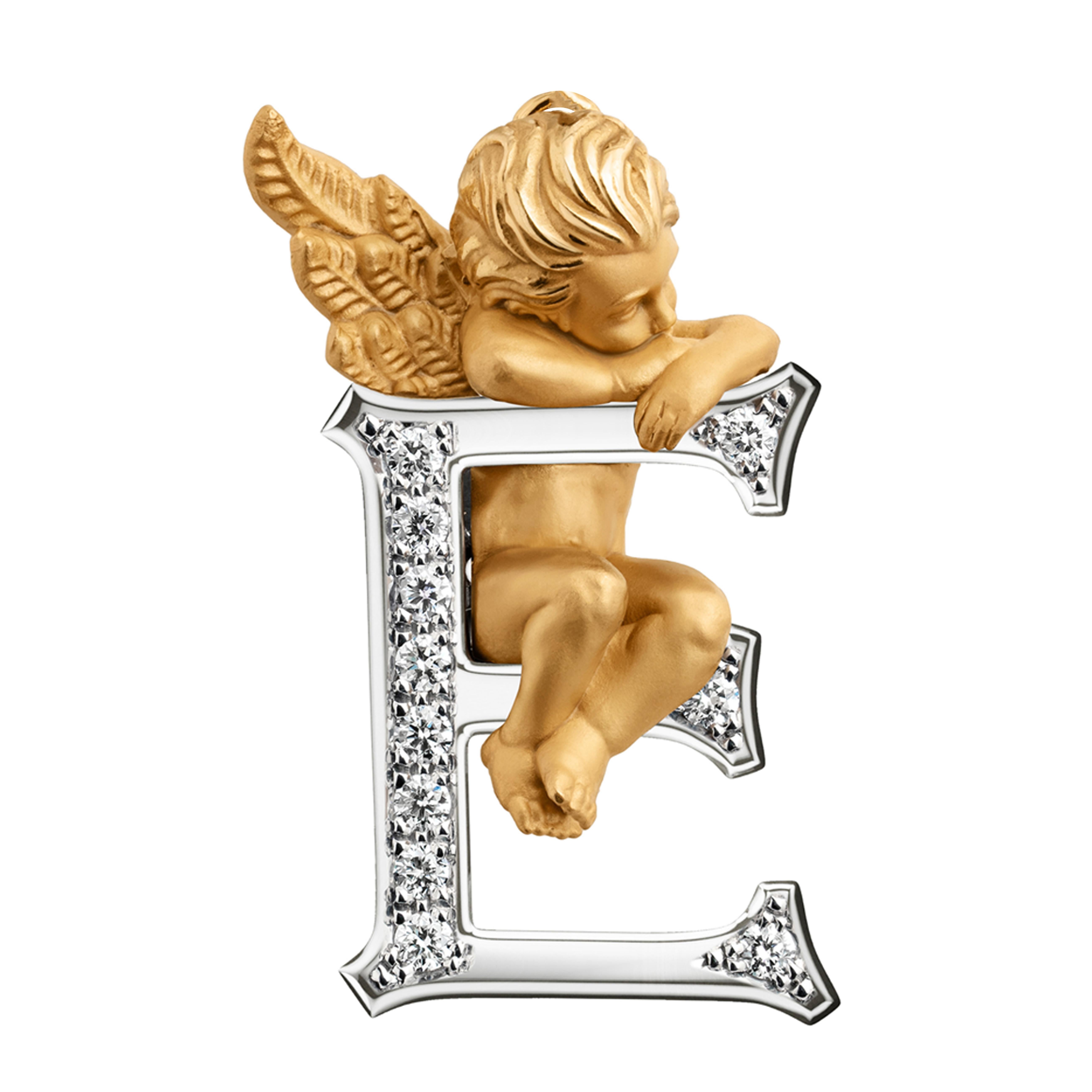 Carrera y Carrera Pendentif initial «MY ANGEL » E avec diamant rond de 0,10 carat  Neuf - En vente à New York, NY
